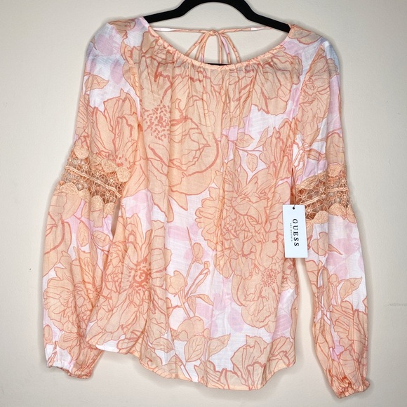 {Guess} floral crotchet detail long sleeve top - Picture 2 of 9